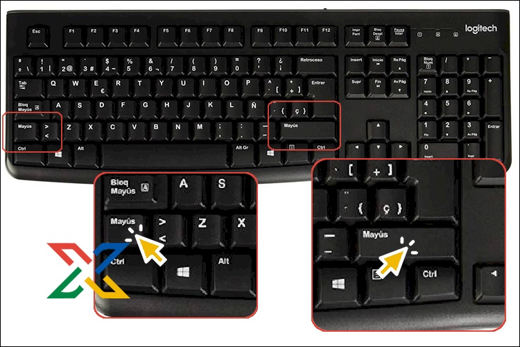 tecla shift aparece como mayus en teclado español de escritorio