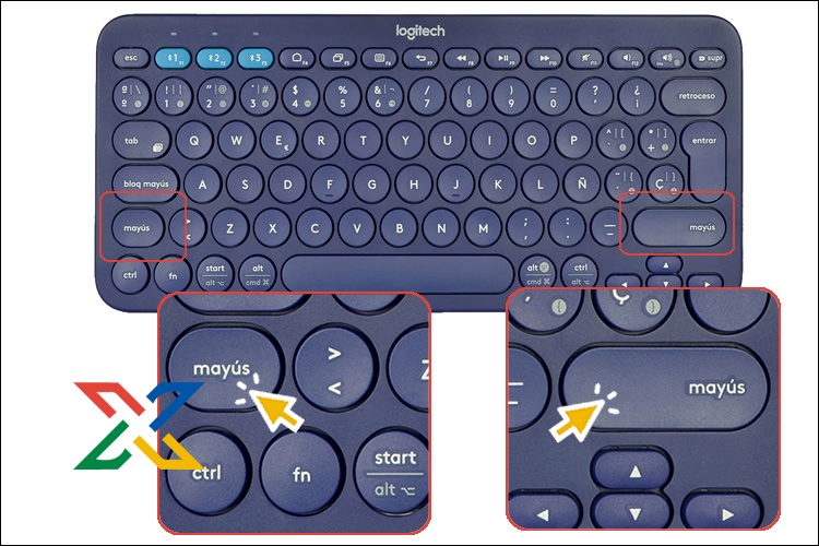 tecla shift en un teclado inalámbrico logitech
