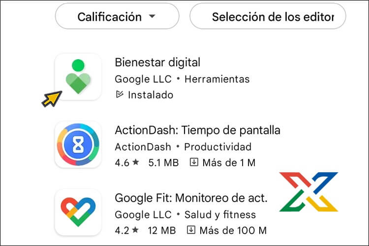 Buscar la aplicación Bienestar Digital en Google Play Store